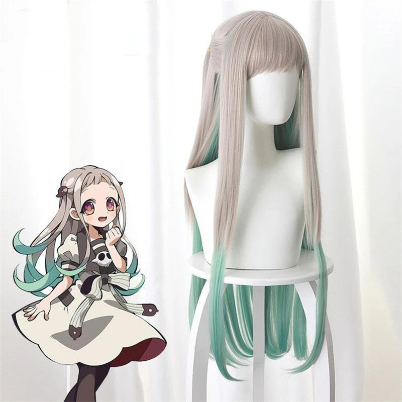 Anime Toilet Bound Hanako kun Yashiro Nene Cosplay Wig Gray Mixed Green Long Cosplay Wigs