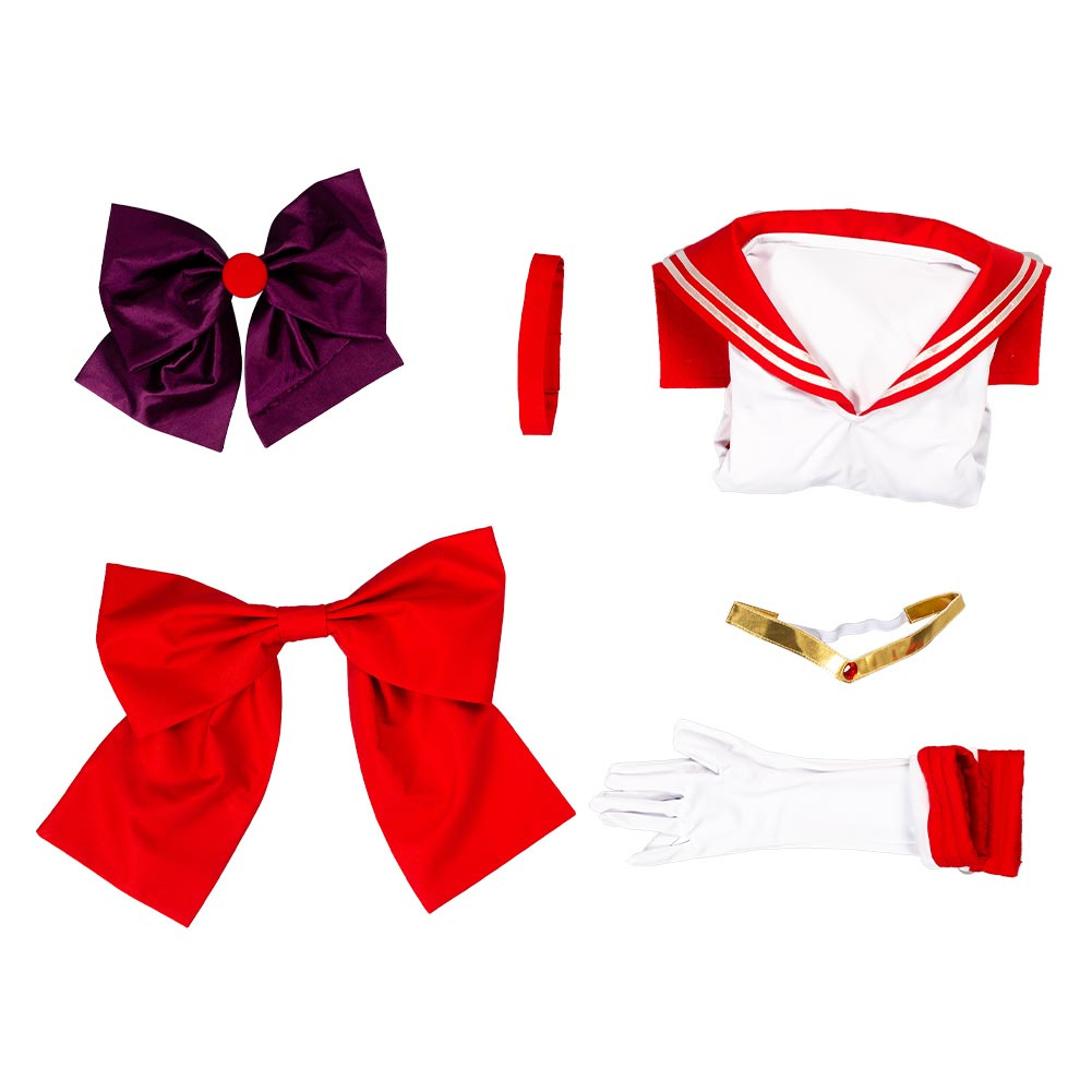 Sailor Moon Hino Rei Sailor Mars Red Uniform Dress Outfits Cosplay Costume