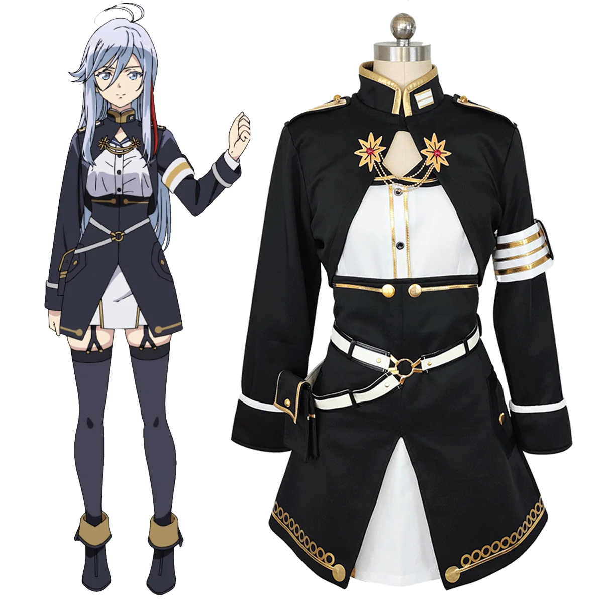 86 EIGHTY-SIX Vladilena Milize Lena Black Suit(Include Hat) Cosplay Costume