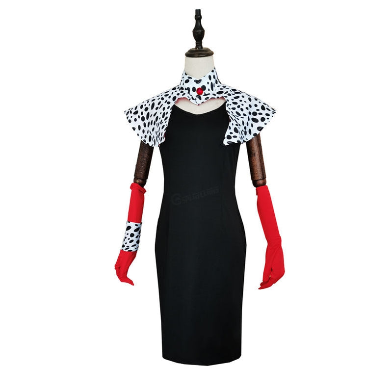 Movie Cruella De Vil Dalmatian Outfits Halloween Cosplay Costumes