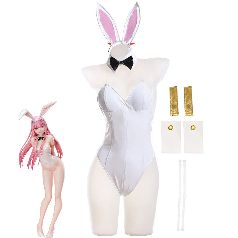 Anime DARLING in the FRANXX 02 Zero Two Bunny Girl White Cosplay Costumes