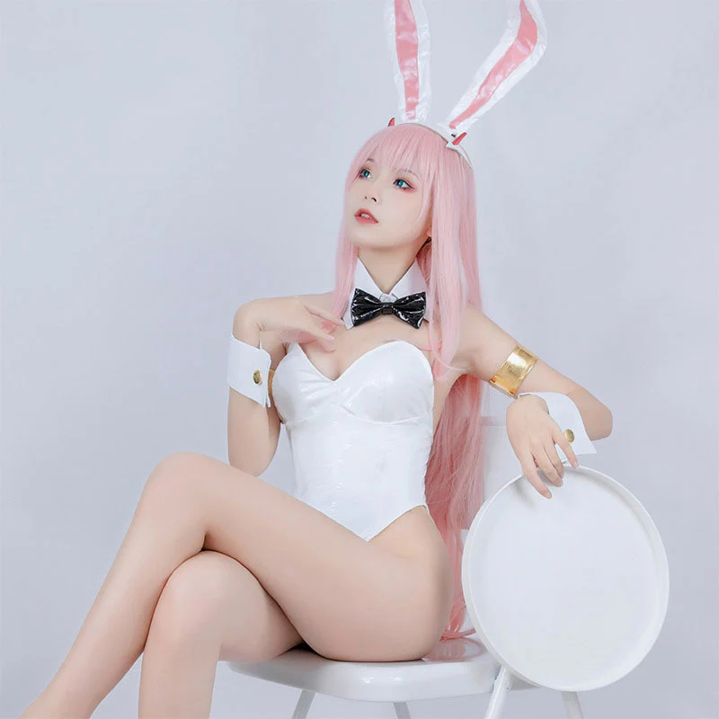 Anime DARLING in the FRANXX 02 Zero Two Bunny Girl White Cosplay Costumes