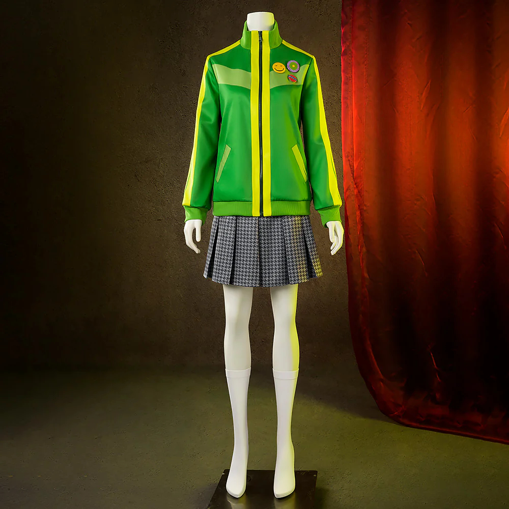 Persona 4 Golden Satonaka Chie Green Cosplay Costume