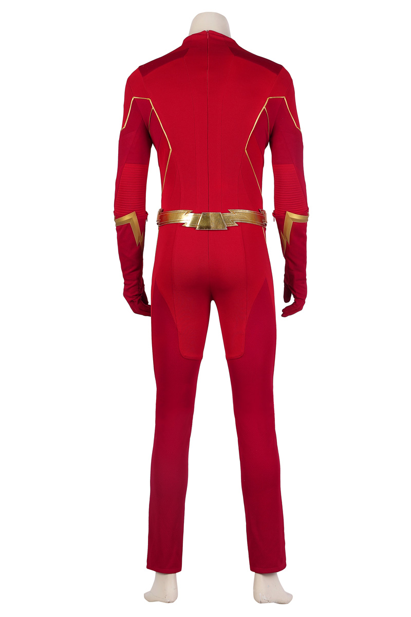 DC Movie The Flash S8 Cosplay Costumes Barry Allen Suit With Golden Boots 4906