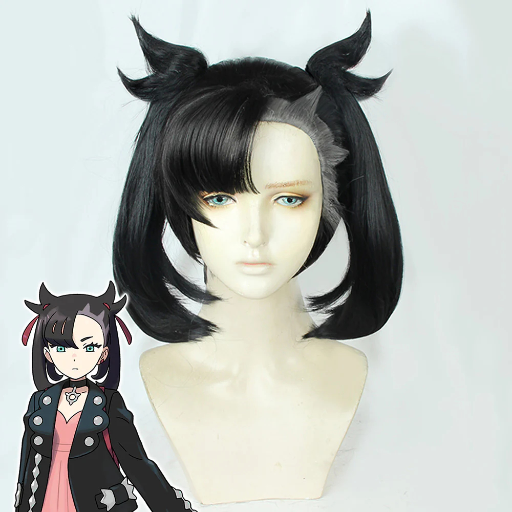 PM Sword And Shield Marnie Black Grey Cosplay Wig