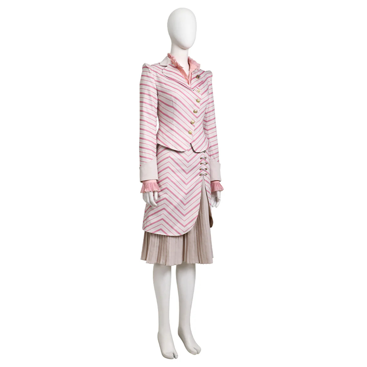 Wicked (2024) Glinda Pinstripe Suit Cosplay Costume