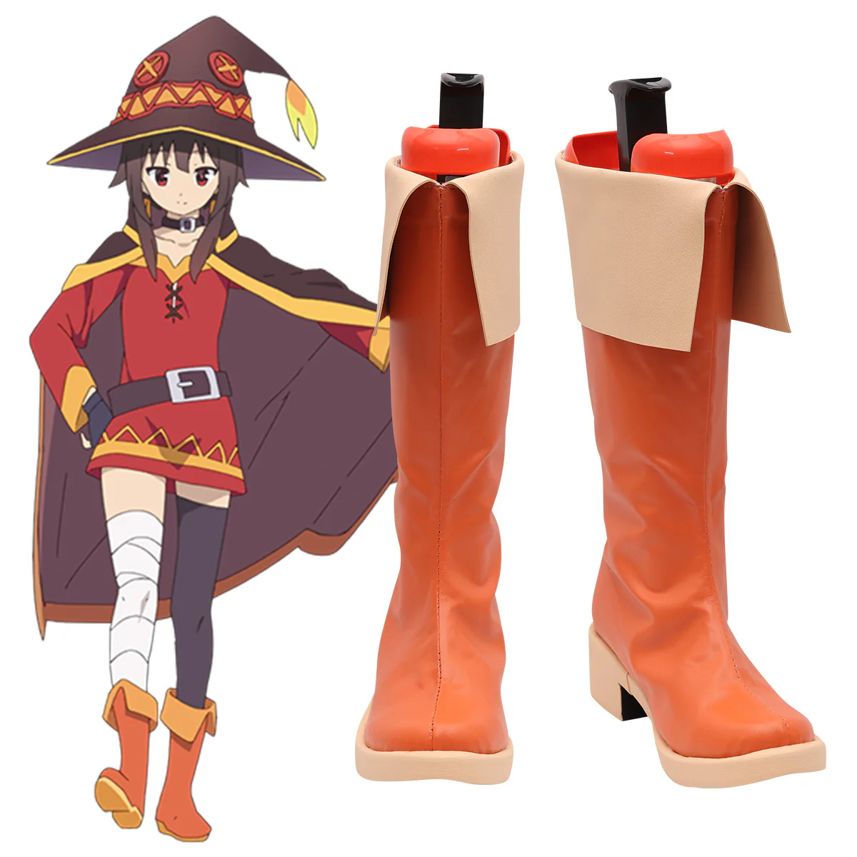 Kono Subarashii Sekai ni Shukufuku o Megumin Orange Shoes Cosplay Boots