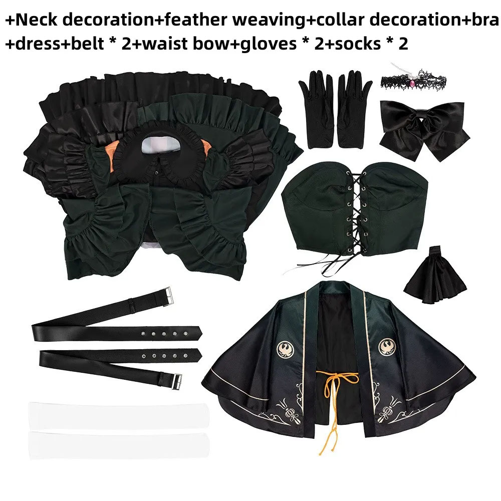 Virtual Youtuber Juufuutei Raden Cosplay Costume Hololive Regloss Wig Black Dress Lolita Woman Not Shoes 