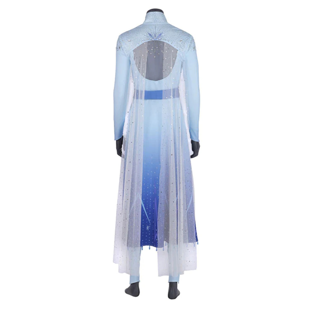 Frozen 2 Elsa Blue Dress Suit Halloween Cosplay Costume Full Set