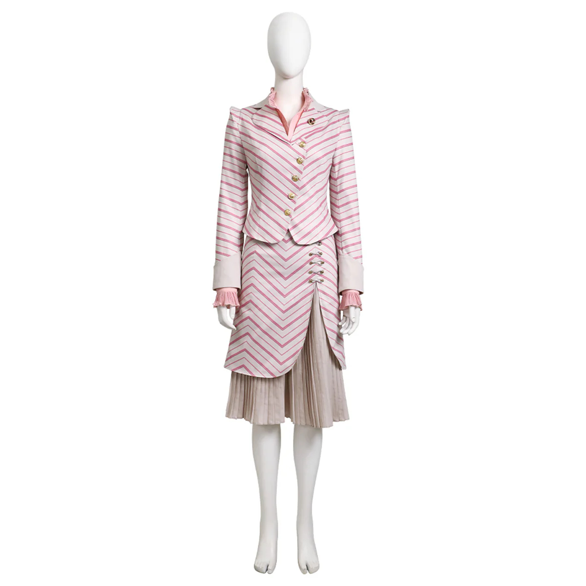 Wicked (2024) Glinda Pinstripe Suit Cosplay Costume