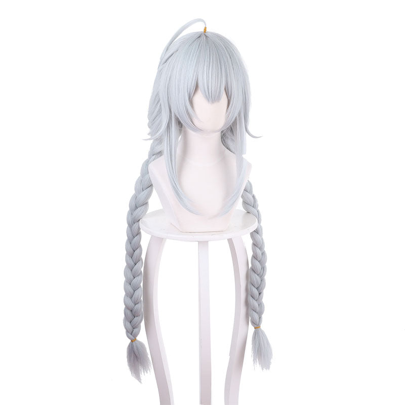 Game Azur Lane MNF Le Malin White Mixed Blue Double Twist Braid Cosplay Wigs