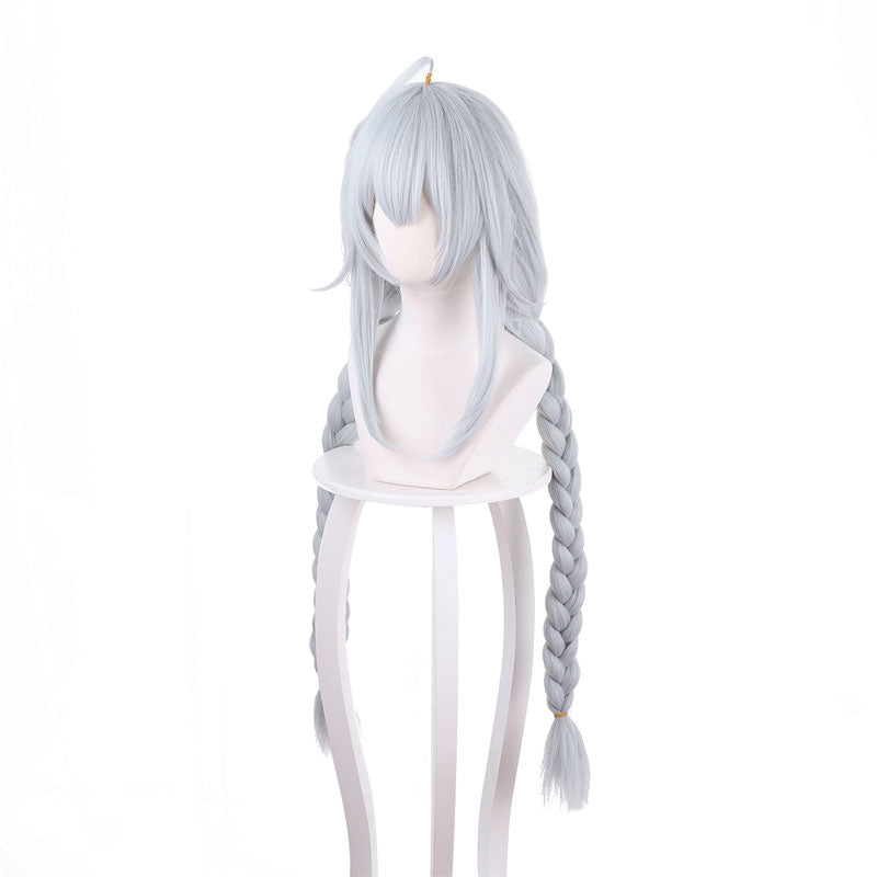 Game Azur Lane MNF Le Malin White Mixed Blue Double Twist Braid Cosplay Wigs