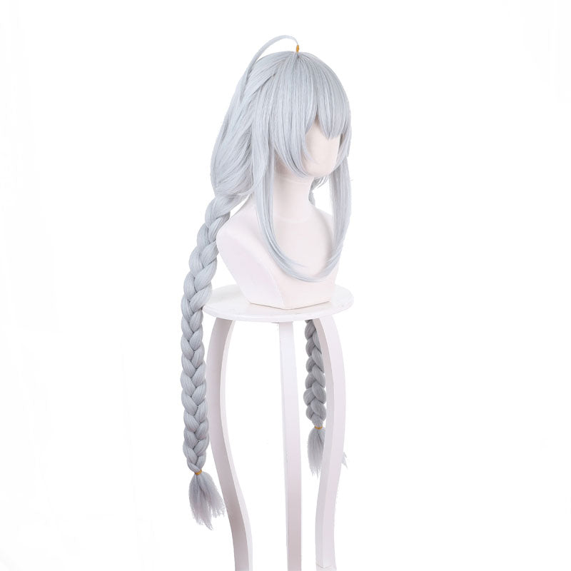 Game Azur Lane MNF Le Malin White Mixed Blue Double Twist Braid Cosplay Wigs