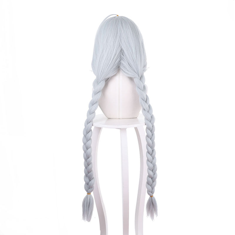 Game Azur Lane MNF Le Malin White Mixed Blue Double Twist Braid Cosplay Wigs