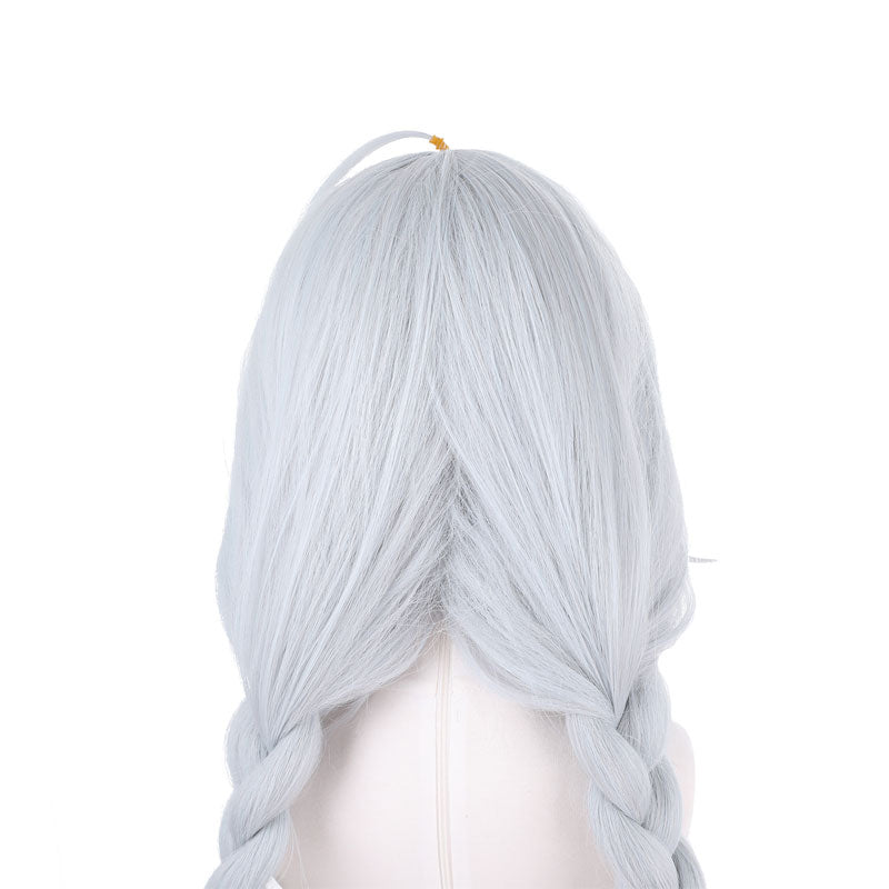 Game Azur Lane MNF Le Malin White Mixed Blue Double Twist Braid Cosplay Wigs