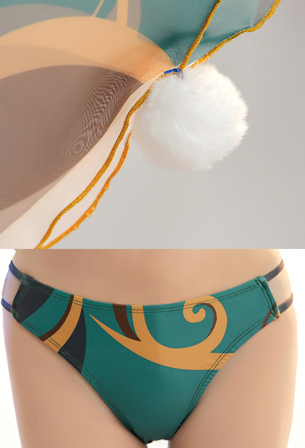 Anime New Skin Swimsuit Bikini With Kimono Cover Up Women Venti Hutao Cosplay Swimwear 