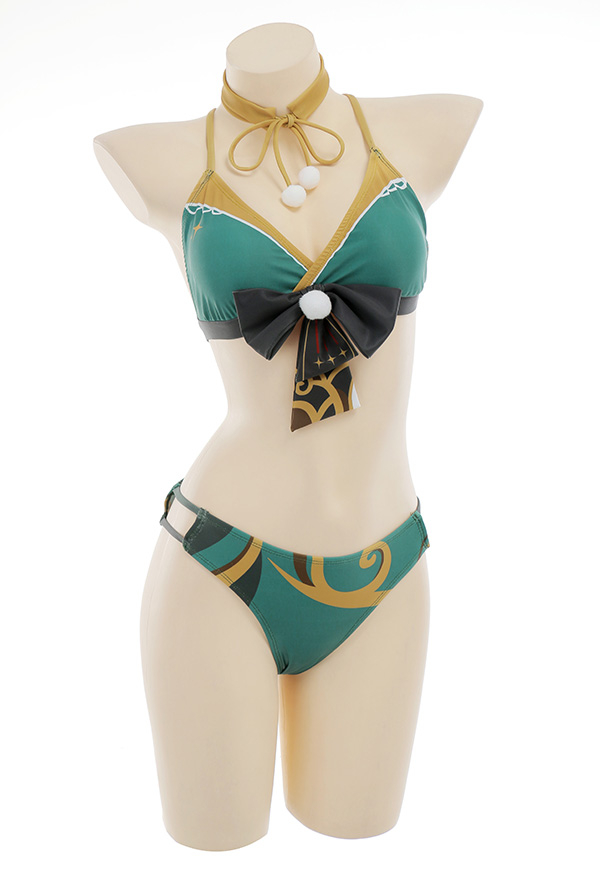 Anime New Skin Swimsuit Bikini With Kimono Cover Up Women Venti Hutao Cosplay Swimwear 