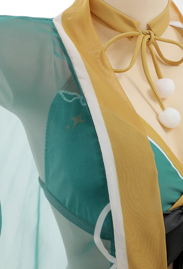 Anime New Skin Swimsuit Bikini With Kimono Cover Up Women Venti Hutao Cosplay Swimwear 