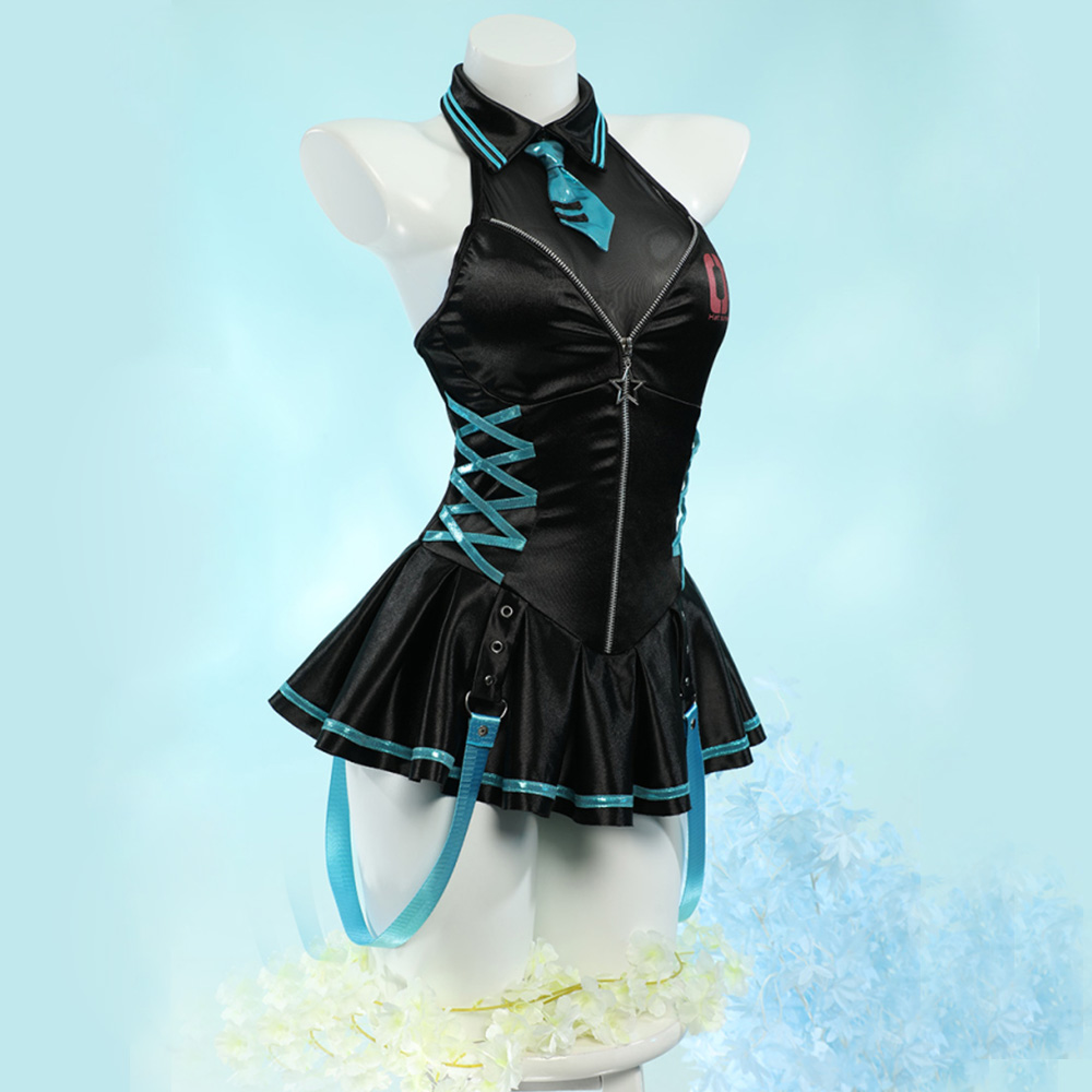 Hatsune Miku Black Swimsuit Swimwear Cosplay Costume wig
