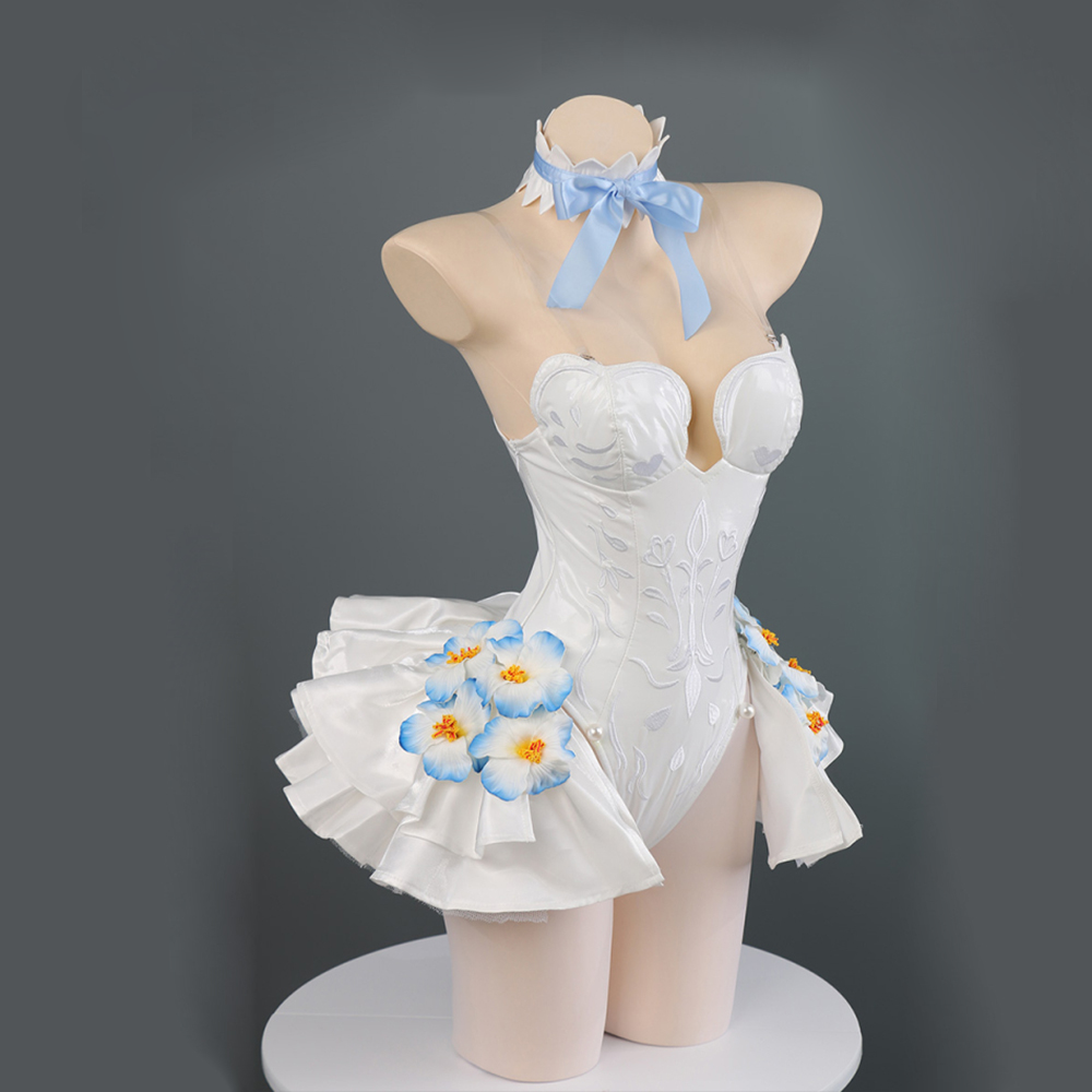 Anime Hatsune Miku Flower Fairy Cosplay Costume Cute Girl White Bunnies Jumpsuit  Carnival Party Dress