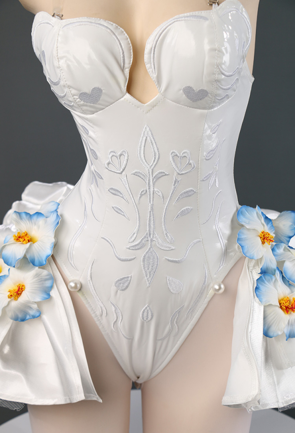 Anime Hatsune Miku Flower Fairy Cosplay Costume Cute Girl White Bunnies Jumpsuit  Carnival Party Dress