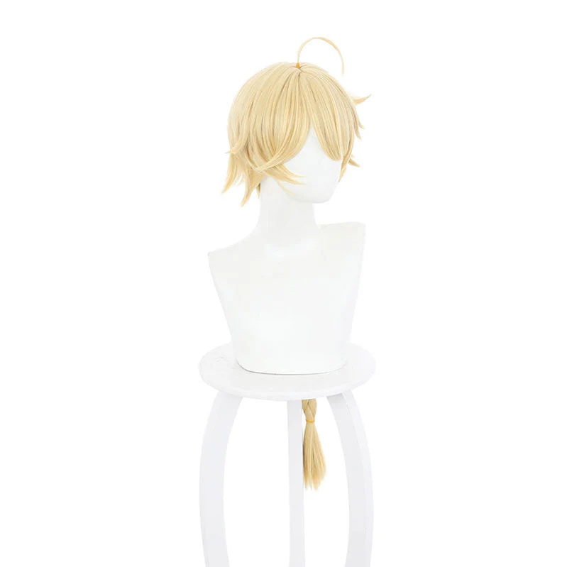 Game Genshin Impact Traveler Aether Blonde Ponytail Cosplay Wigs