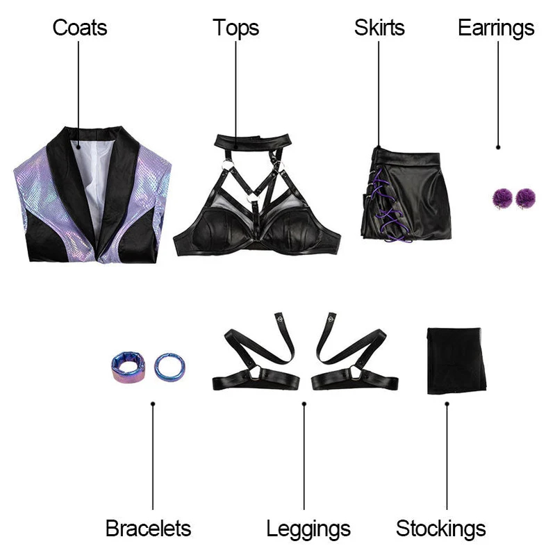 Game LOL KDA ALL OUT Evelynn Fullset Cosplay Costumes