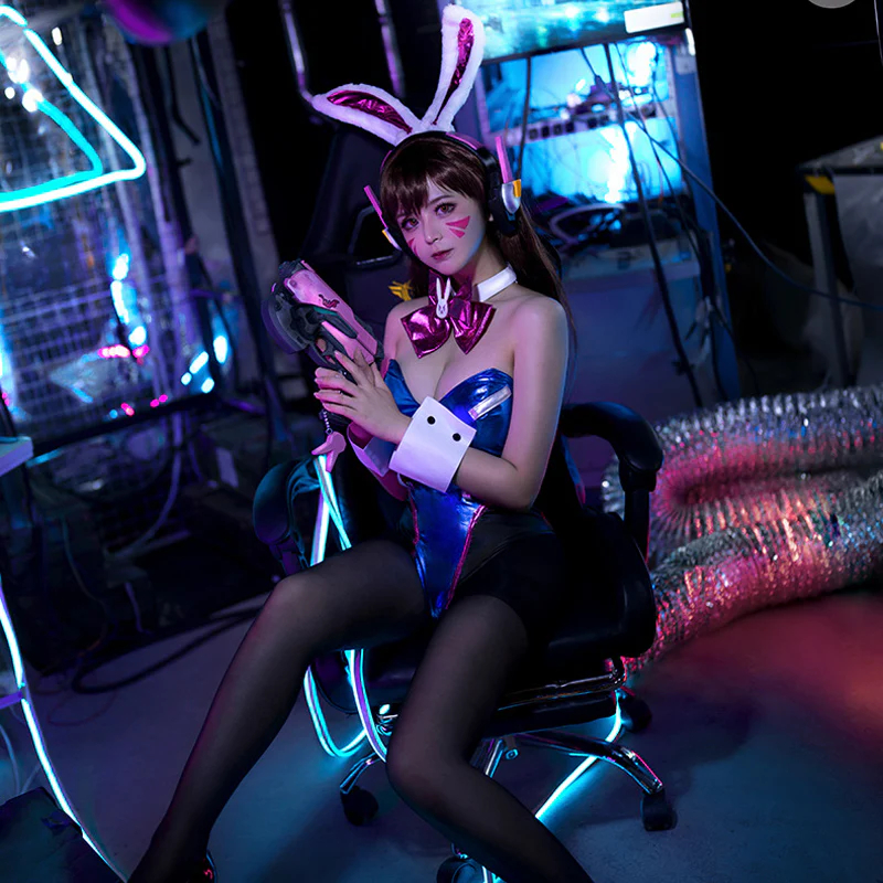 Game Overwatch D.Va Hana Song Bunny Girl Cosplay Costumes