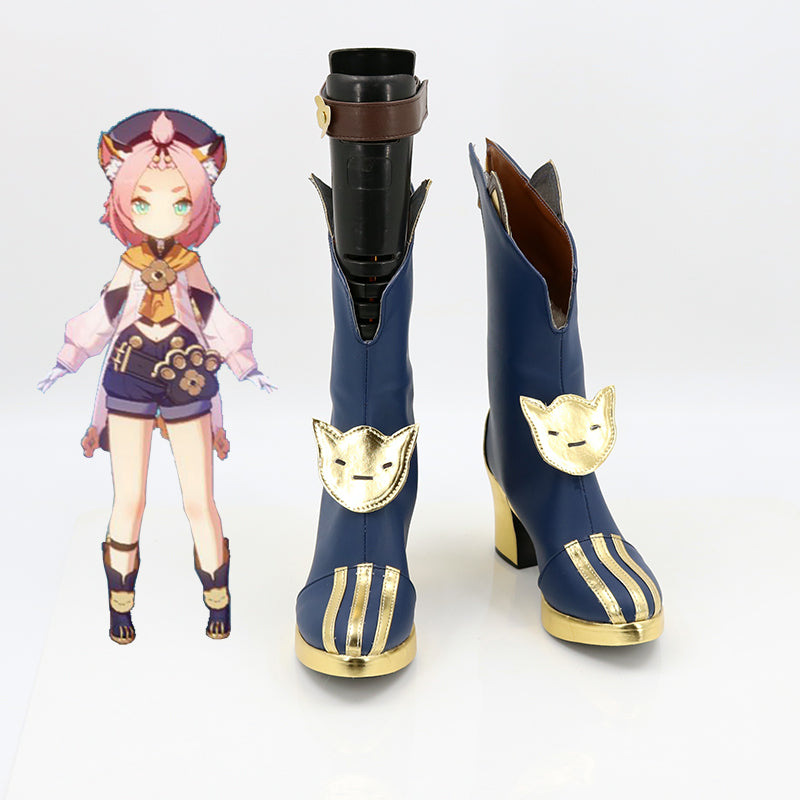 Genshin Impact Diona Blue Cosplay Shoes Boots