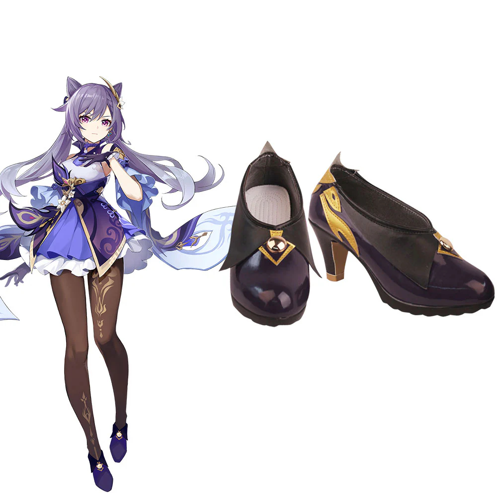 Genshin Impact Keqing Purple Cosplay Shoes