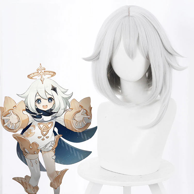 Genshin Impact Paimon White Cosplay Wig