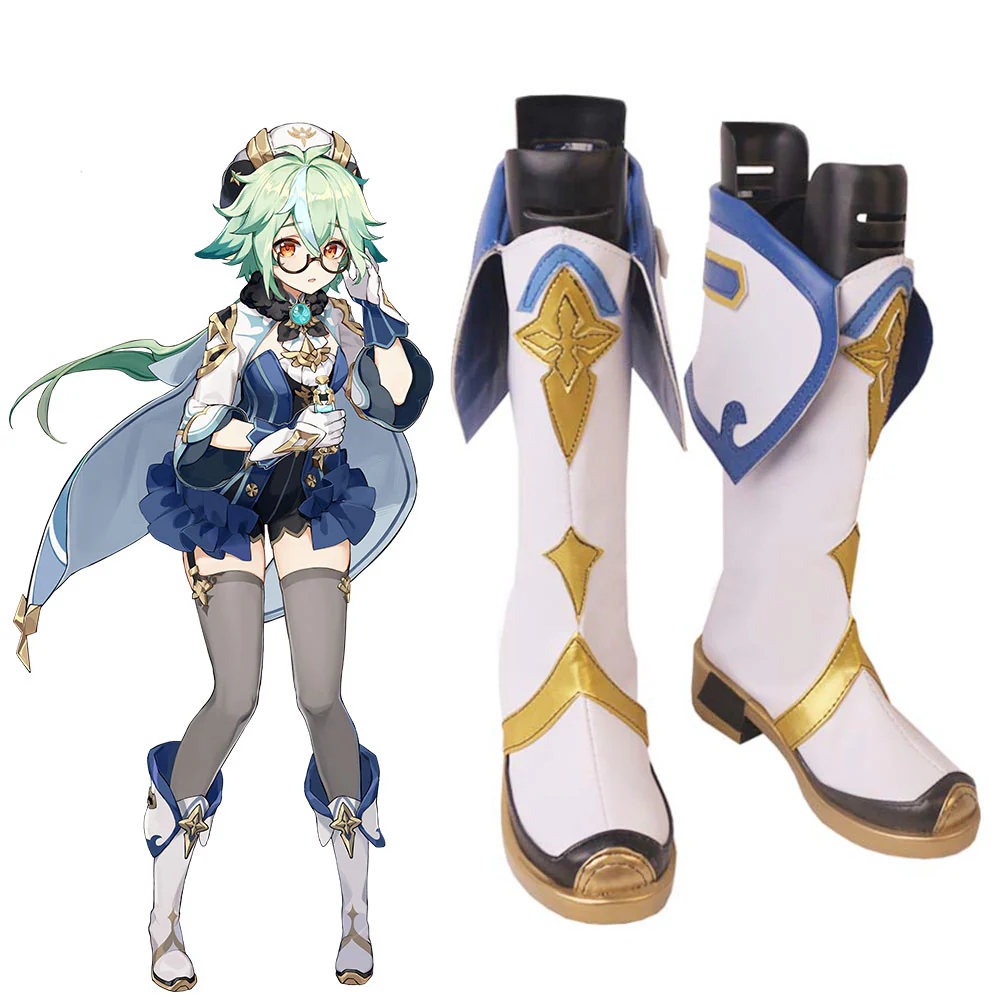 Genshin Impact Sucrose White Cosplay Shoes Boots