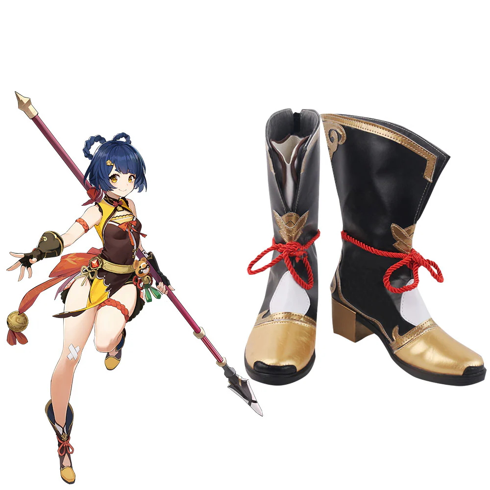 Genshin Impact Xiangling Black Cosplay Shoes Boots