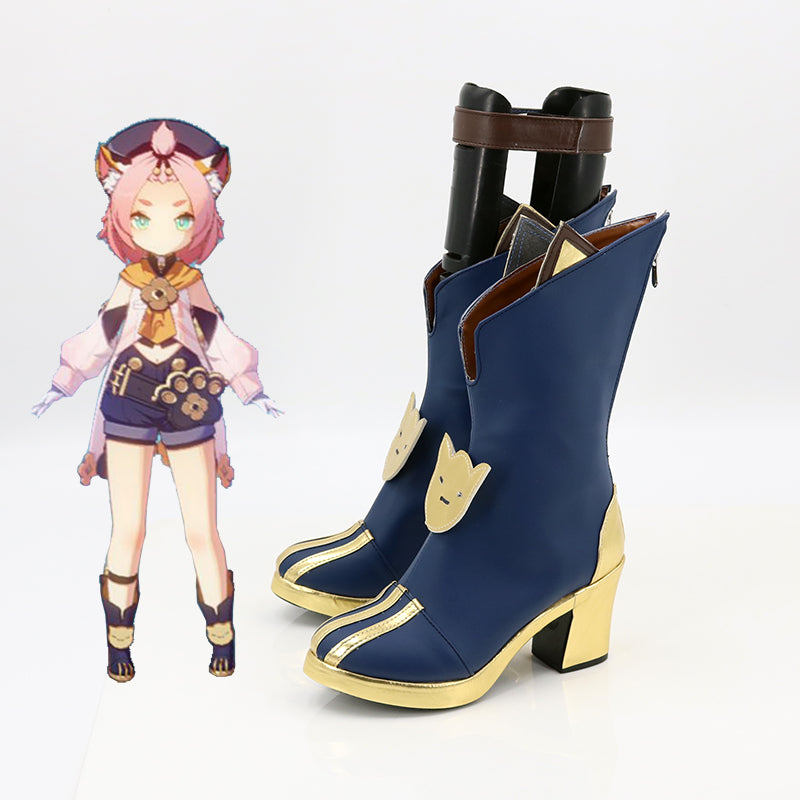 Genshin Impact Diona Blue Cosplay Shoes Boots