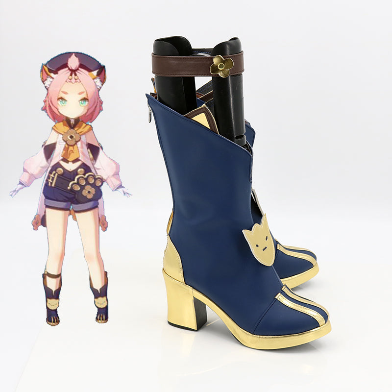 Genshin Impact Diona Blue Cosplay Shoes Boots