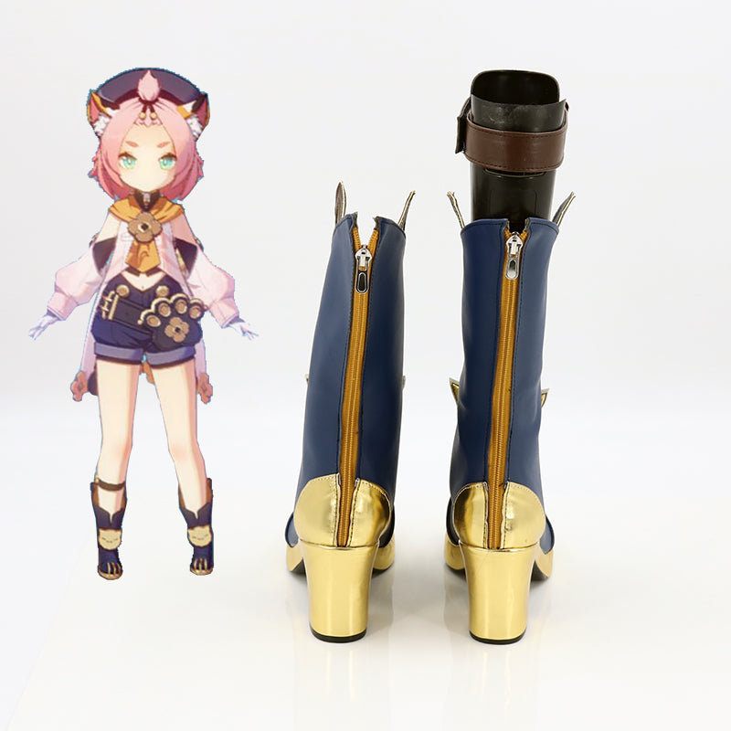 Genshin Impact Diona Blue Cosplay Shoes Boots
