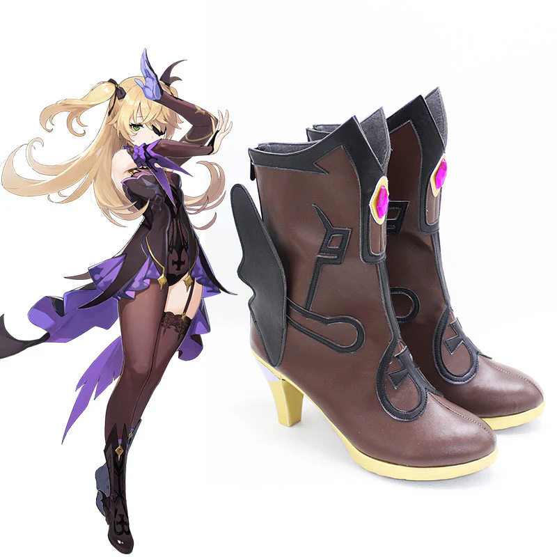 Genshin Impact Fischl Brown Cosplay Shoes Boots