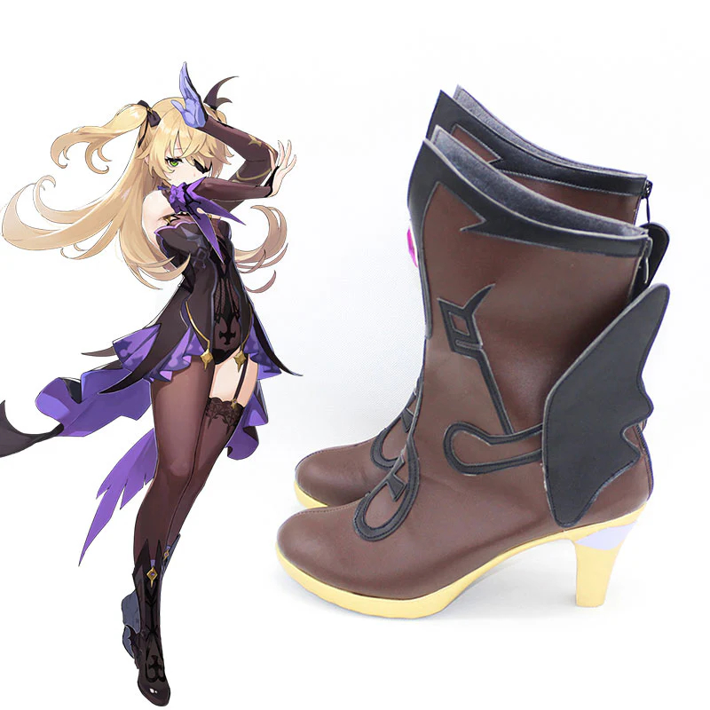 Genshin Impact Fischl Brown Cosplay Shoes Boots