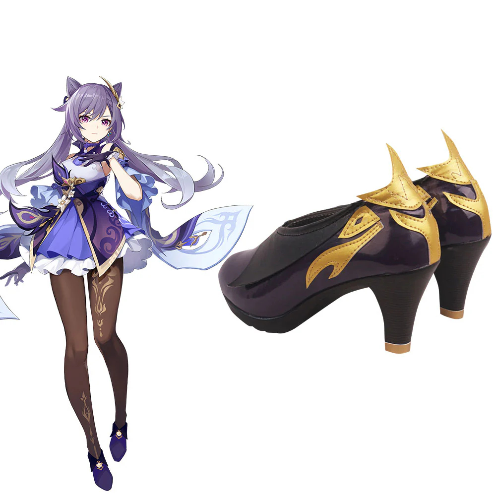Genshin Impact Keqing Purple Cosplay Shoes