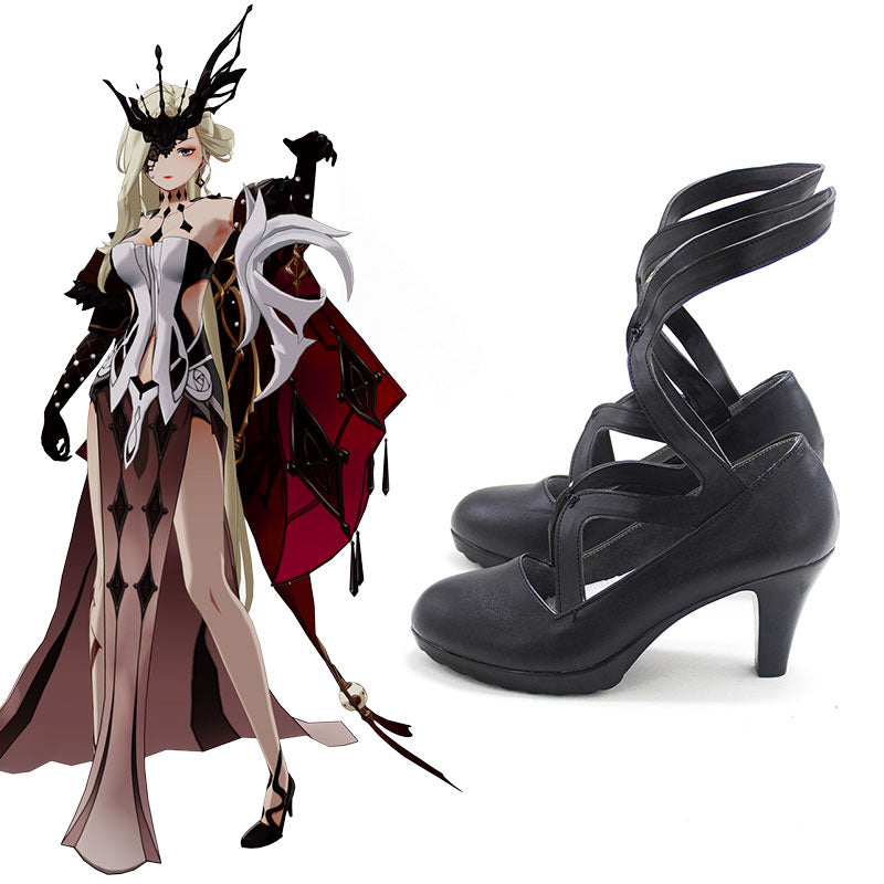 Genshin Impact La Signora Black Cosplay Shoes