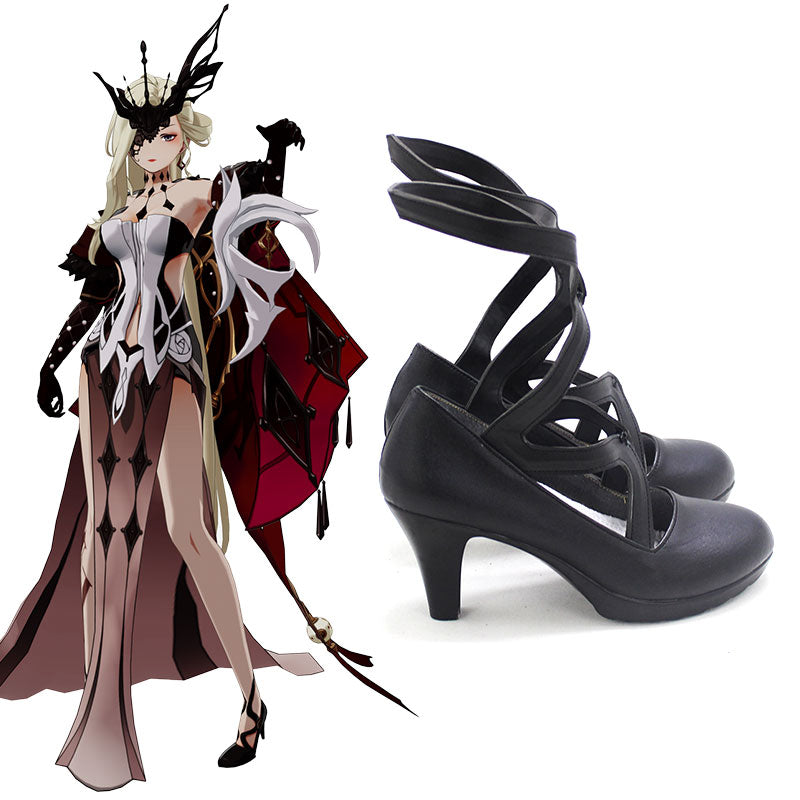 Genshin Impact La Signora Black Cosplay Shoes