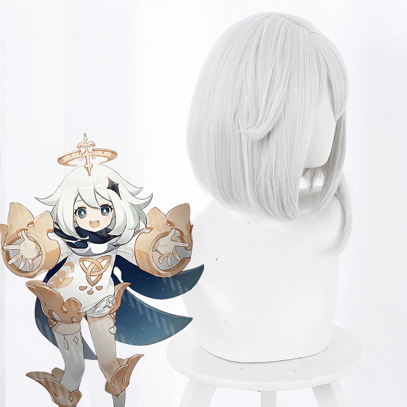 Genshin Impact Paimon White Cosplay Wig