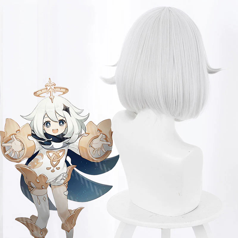 Genshin Impact Paimon White Cosplay Wig