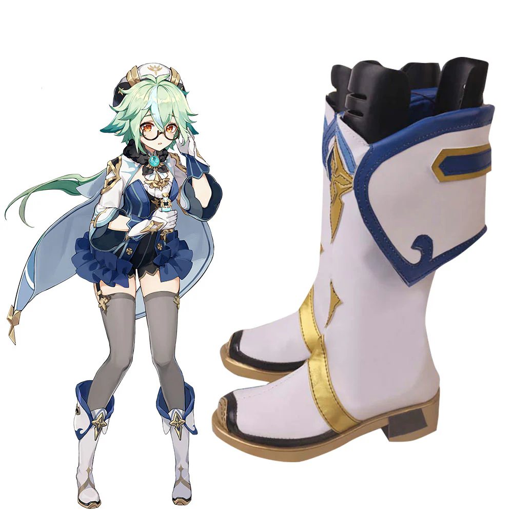 Genshin Impact Sucrose White Cosplay Shoes Boots