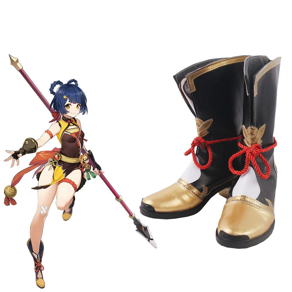 Genshin Impact Xiangling Black Cosplay Shoes Boots