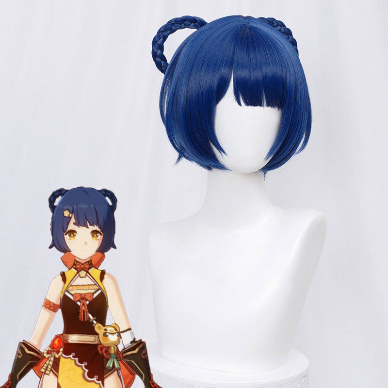 Genshin Impact Xiangling Blue Cosplay Wig