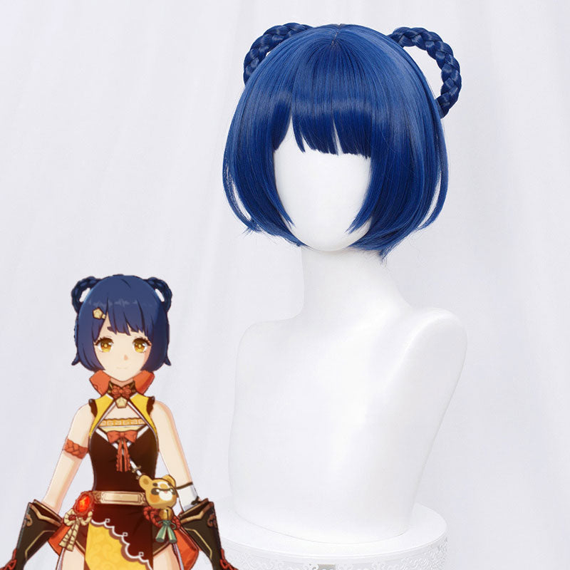 Genshin Impact Xiangling Blue Cosplay Wig