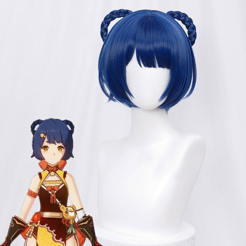 Genshin Impact Xiangling Blue Cosplay Wig