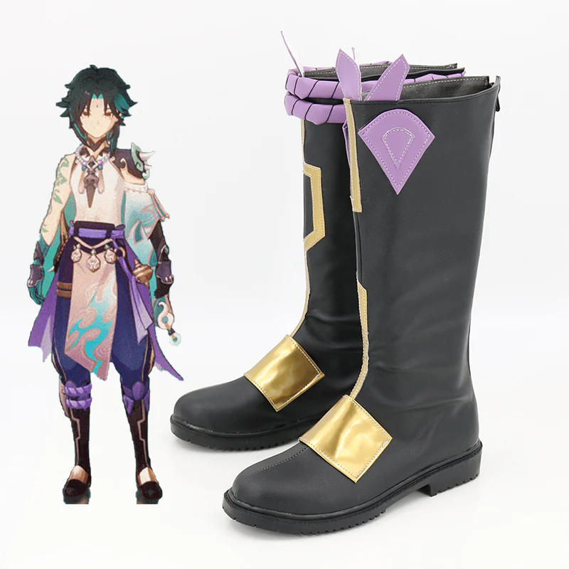 enshin Impact Xiao Black Cosplay Shoes Boots