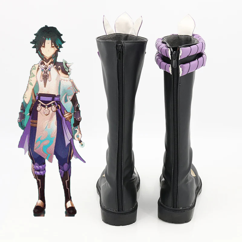 enshin Impact Xiao Black Cosplay Shoes Boots